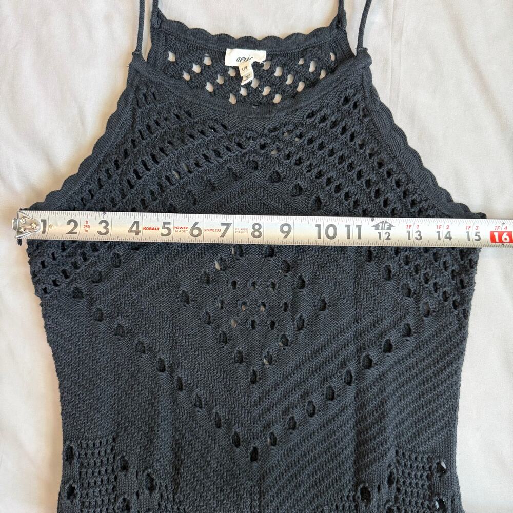 Aerie Black, Crochet, Halter, Midi Dress- L - Picture 8 of 9